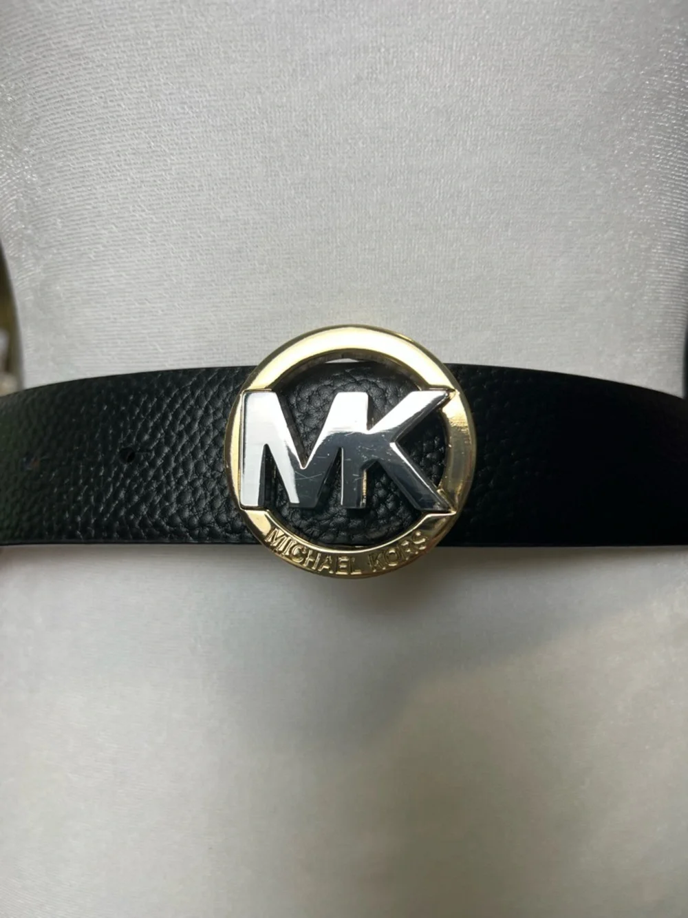 Michael‎ Kors Reversible Black/Tan Leather Belt two-tone logo buckle